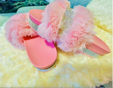 Load image into Gallery viewer, Luxury Design Women Fur Rhinestone Slippers Platform Wedges
