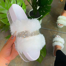 Load image into Gallery viewer, Luxury Design Women Fur Rhinestone Slippers Platform Wedges
