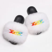 Load image into Gallery viewer, Faux Fur Slippers Fluffy Flip Flops With Shiny Chain
