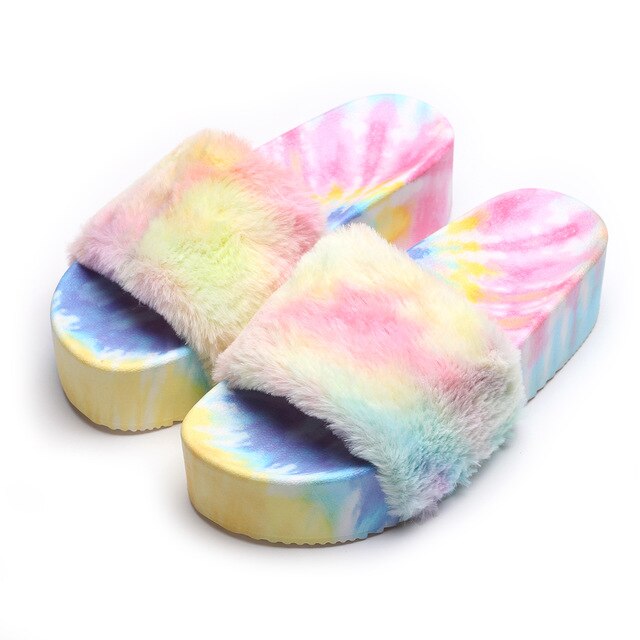 Slippers Platform Sandals Faux Fur